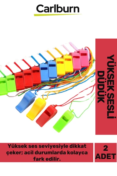 Premium Ultra Yüksek Sesli Çok Renkli Av Kamp Hakem Öğretmen Deprem Çağrı Acil Durum Düdüğü 2 Adet ürün görseli 1