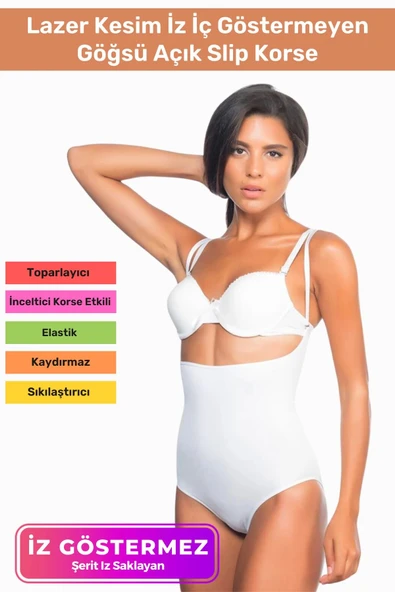 Özel Üretim Lazer Kesim İz Göstermeyen Kaymaz Toparlayıcı Vücut Şekillendirici Göğsü Açık Slip Korse ürün görseli 1