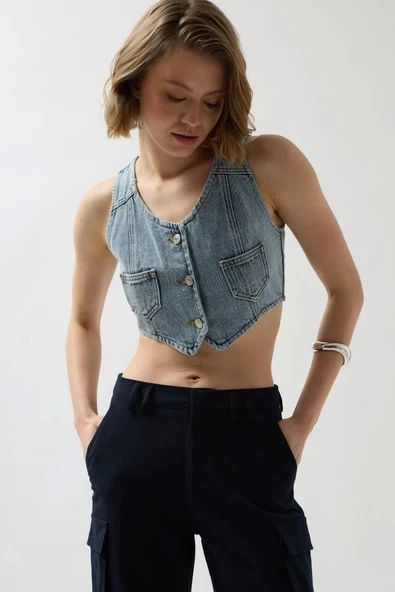Denim Cepli Yelek ürün görseli 1