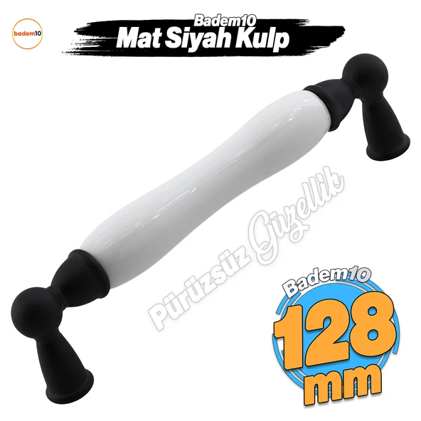 Domaniç Porselen Mat Siyah Kulp 128 mm Mobilya Çekmece Mutfak Dolabı Dolap Kapak Kulplar Kulb Kulp ürün görseli 1