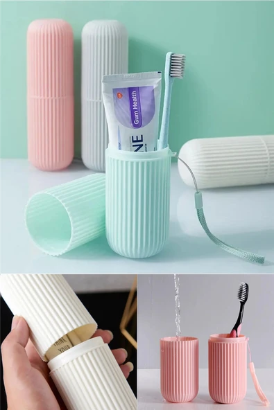 Gri Seyahat Tipi Organizer Taşıma Kabı Diş Fırçası Gözlük Makyaj Fırçası Kutusu 19 cm ürün görseli 1