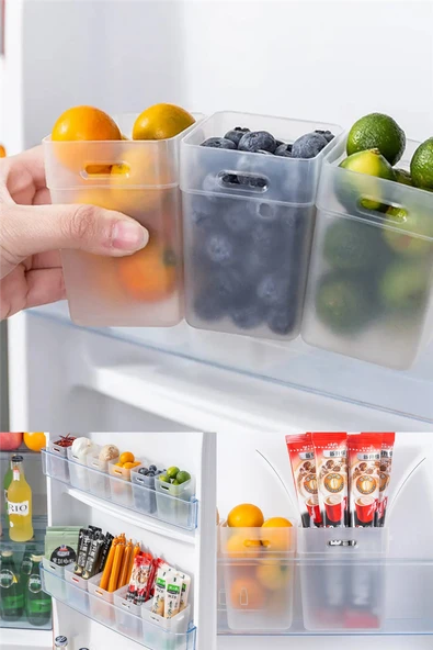 6'lı Buzdolabı Kapak İçi Organizer Kutu Dolap İçi Düzenleyici Mutfak Saklama Seti 9 cm ürün görseli 1