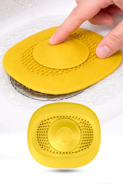 2 Adet Kademeli Lavabo Tıkacı Silikon Lavabo Gider Tıpası Koku Önleyici Gider Kontrol Tıpası Sarı ürün görseli 1