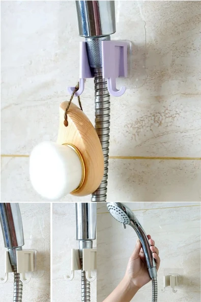 Kendinden Yapışkanlı Çift Askılı Banyo Duş Başlığı Tutucu Duş Başlığı Organizeri ürün görseli 1