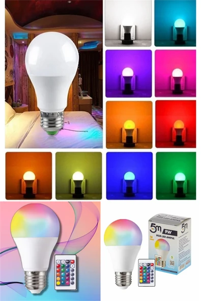 Rgb Uzaktan Kumandalı Led Lamba Ambiyans Aydınlatma Renk Değiştiren Ampul Led Işık ürün görseli 1