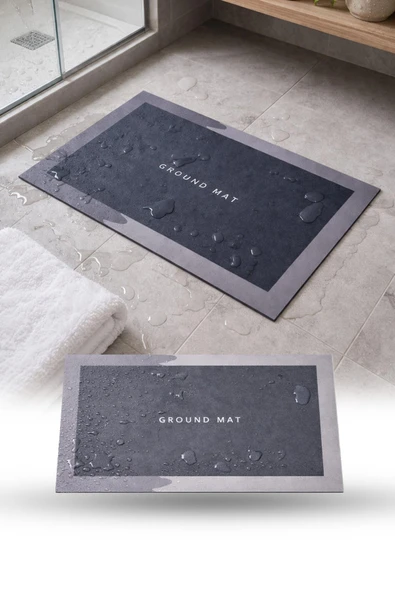 Dikdörtgen Sihirli Su Emici Kaydırmaz Banyo Paspası Ayak Matı Kaymaz Tabanlı Abdest Paspası 58x38 Cm ürün görseli 1
