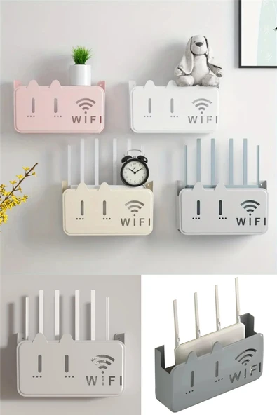 Beyaz Pleksi Kedi Desenli Wifi Kutusu Duvar Asılabilir Sigorta Ve Modem Saklama Kutusu 25x15x6 Cm ürün görseli 1