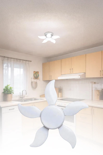 Dekoratif Pervane 5 Kollu 24W LED Ampul Katlanır Kanatlı Beyaz Renk Aydınlatma Tasarruflu Işık ürün görseli 1