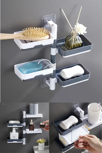 4 Katlı Pratik Katmanlı Banyo Organizer Standı Fonksiyonel Raflı Düzenleyici Plastik Raf Sistemi ürün görseli 1