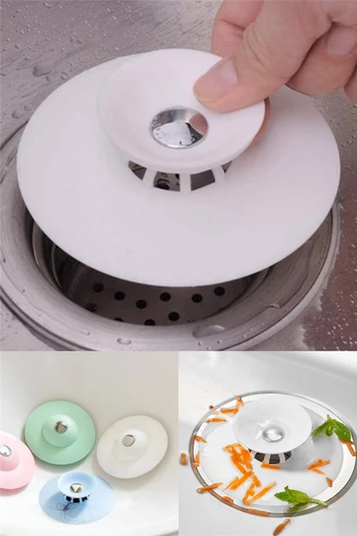 Silikon Lavabo Evye Süzgeci Tıkaç Saç Tutucu Gider Koruyucu Banyo Mutfak 9 cm ürün görseli 1