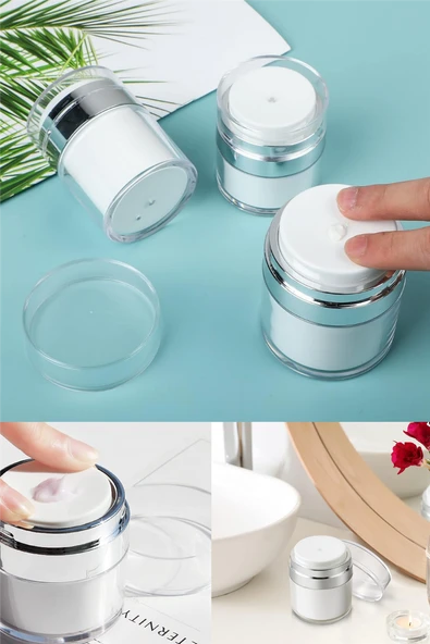 Krem Kutusu Kozmetik Kavanoz Akrilik Krem Doldurulabilir Vakumlu Şişe Basın Stili Krem Kavanoz 50 ml ürün görseli 1