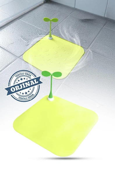 Sarı Dekoratif Silikon Gider Kapağı Koku Önleyici Lavabo Tıpası Banyo Küvet Gider Matı 15x15 cm ürün görseli 1