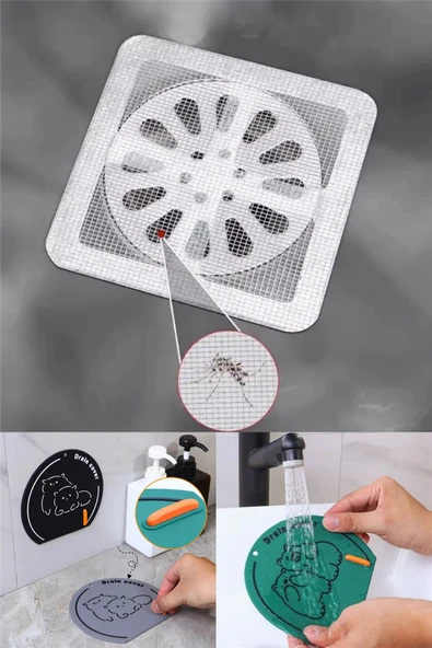 10'lu Süzgeç ve Gider Koku Önleyici Set Silikon Mat Banyo Mutfak Lavabo Koruyucu ürün görseli 1