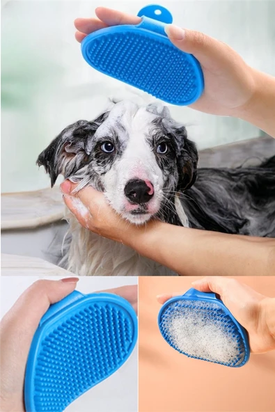 Kedi ve Köpek Silikon Yıkama ve Tüy Toplama Aparatı Ayarlanabilir Evcil Hayvan ürün görseli 1