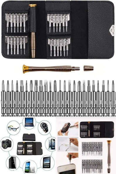 25 Parça Taşınabilir Tornavida Seti Telefon Saat Elektronik Tamir İçin Hassas Uçlu Mini Set ürün görseli 1