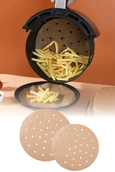 Airfryer Pişirme Kağıdı 50 Adet Delikli Yuvarlak Model Pişirme Kağıdı Airfryer Yağsız Fritöz ürün görseli 1