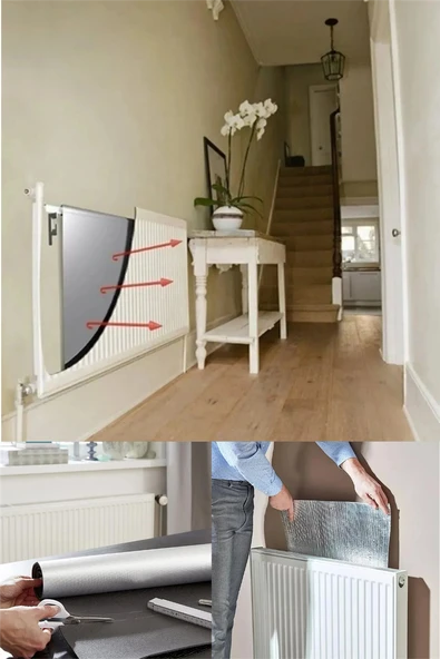 Petek Radyatör Arkası Folyo Plaka Kalorifer Arkalığı Alüminyum Isı Yalıtım Folyosu 100x50 Cm 1 Adet ürün görseli 1