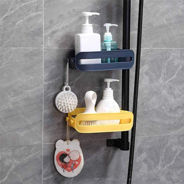 Şampuanlık Sabunluk Süngerlik Banyo Mutfak Düzenleyici Askılı Ayarlanabilir Vakumlu Organizer ürün görseli 1