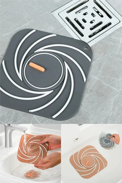 Siyah Silikon Gider Kapağı Delikli Koku Önleyici Lavabo Süzgeci Banyo Mutfak Gider Matı 15x15 ürün görseli 1