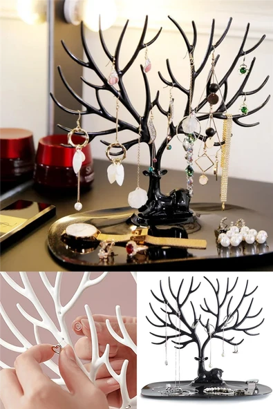 Geyik Tasarımlı Takı Standı Yüzük Küpe Kolye Askılığı Mücevher Organizer Askı ürün görseli 1