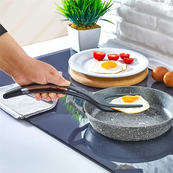 Pratik Yanmaz Yapışmaz Sert Plastik Maşalı Spatula Mutfak Yemek Servis Spatulası ürün görseli 1