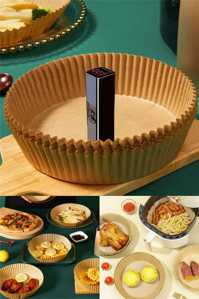 Airfryer Pişirme Kağıdı 50 Adet Hava Fritözü Yuvarlak Model Pişirme Kağıdı Airfryer Yağsız Fritöz ürün görseli 1