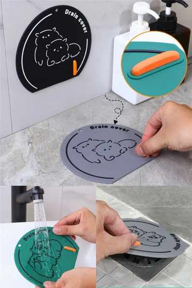 Siyah Renk Banyo ve Mutfak Lavabo Koku Önleyici Gider Koruyucu Silikon Sızdırmaz Ped ürün görseli 1