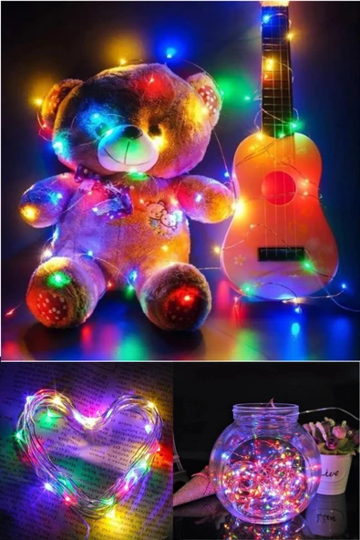 Pilli Yılbaşı Çam Ağacı Ev Süsleme Ledi  3m 28 Adet Ledli Işıklandırma RGB Led  Işık ürün görseli 1