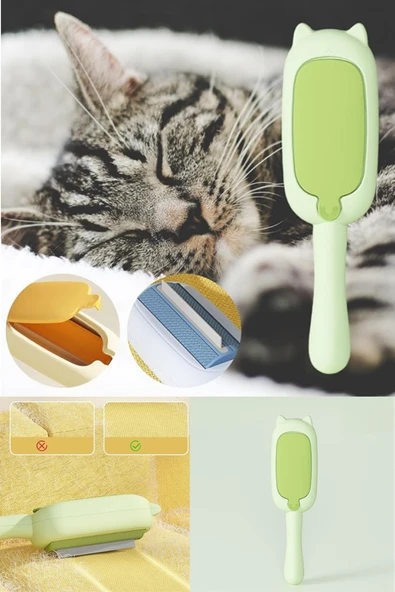 Kedi Figürlü Pratik Hazneli Evcil Hayvan Kedi Köpek Tüy Toplama Toplayıcı Fırça ürün görseli 1