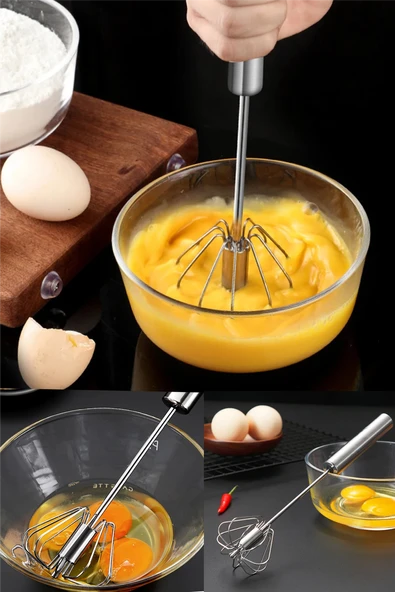 Çelik Çırpıcı Yaylı Bas Çek Mutfak Çırpıcı Yumurta Çırpıcı Pratik Karıştırıcı ürün görseli 1