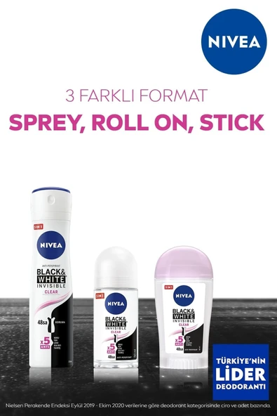 Nivea Invisible For Black & White Roll-On Clear 50 ml - Resim 6