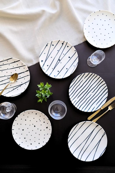 TABAK EVİ Porselen Dash Pasta Tabağı 20cm 6 Kişilik 6 Parça TVL6PTPRS1108 ürün görseli 1