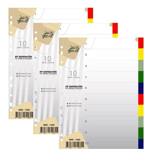 GEN-OF SEPERATOR PLASTIK A4 10 RENK (GEN-1032) ürün görseli 1