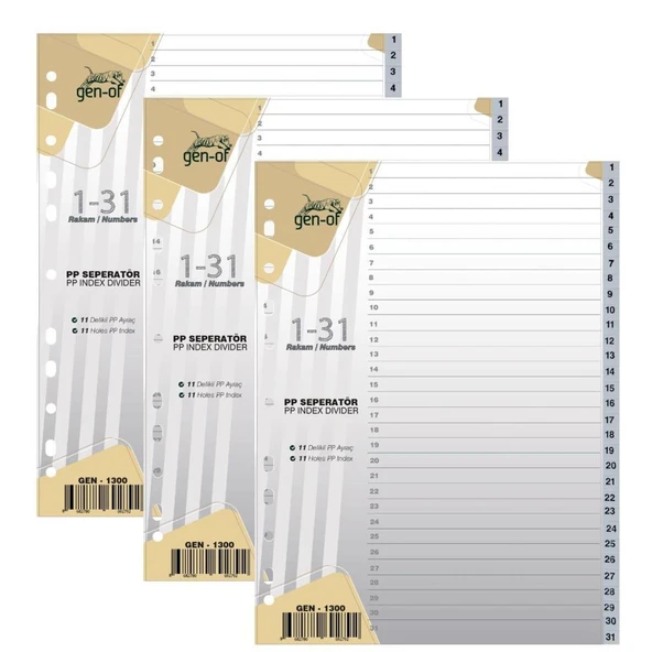 GEN-OF SEPERATOR PLASTIK A4 1-31 RAKAMLI (GEN-1300 ürün görseli 1