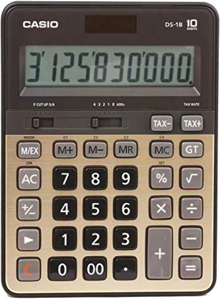 Casio DS-1B-GD 10 Haneli Masaüstü Hesap Makinesi – Metal Gövde, Vergi Hesaplama, Güneş Enerjili Profesyonel Ofis Tipi ürün görseli 1