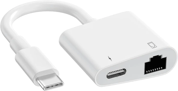 2 İn 1 Type C to Rj45 Gigabit Ethernet Çoklayıcı+ Type C şarj  Zr669 ürün görseli 1