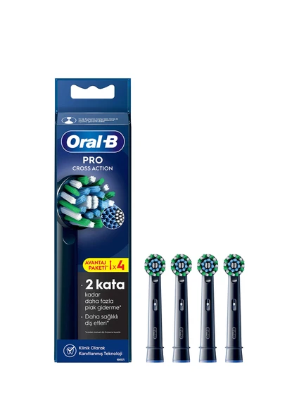 Oral-B Pro Cross Action X-Filament 4 Adet Siyah Şarjlı Diş Fırçası Yedek Başlığı ürün görseli 1