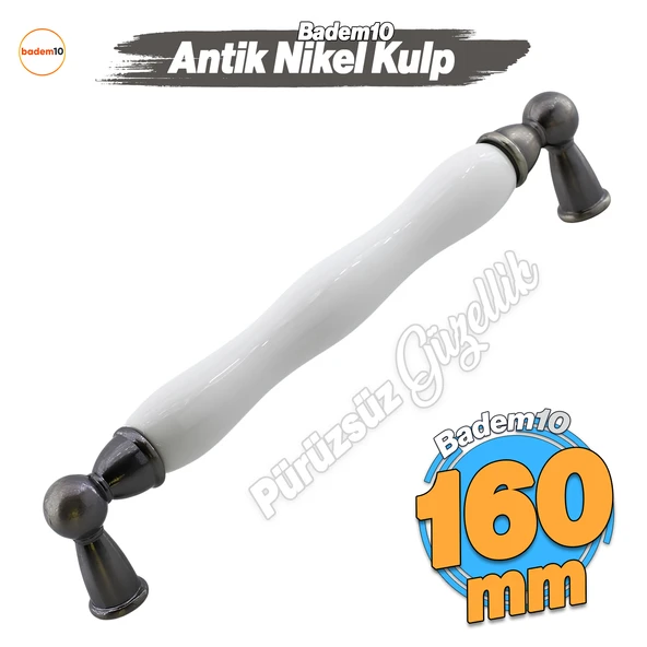 Domaniç Porselen Antik Nikel Kulp 160 mm Mobilya Çekmece Mutfak Dolabı Dolap Kapak Kulplar Kulb Kulp ürün görseli 1