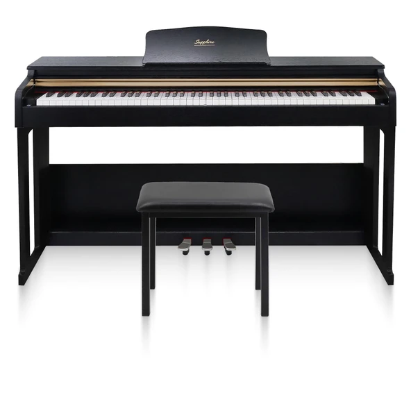 Jwin Sapphire SDP-214 Çekiç Aksiyonlu 88 Tuşlu Dijital Piyano + Tabure - Siyah ürün görseli 1