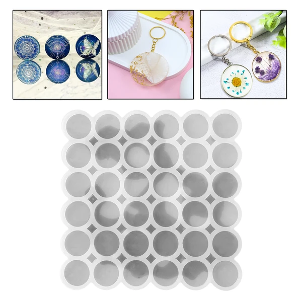 Epoksi Silikon Kalıp Çoklu Yuvarlak Anahtarlık Kolye Küpe Kalıbı 3.5 CM 36 Lı ürün görseli 1
