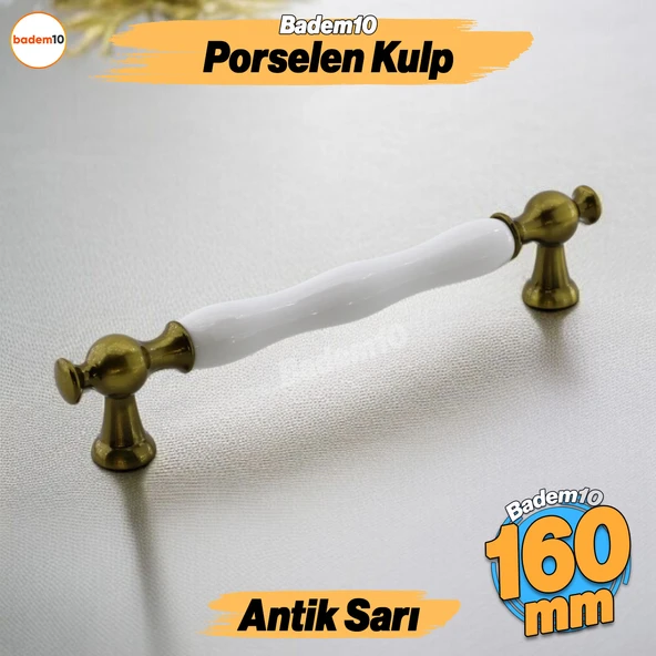 Aruh Porselen Antik Sarı Kulp 160 mm Mobilya Çekmece Mutfak Dolabı Dolap Kapak Kulplar Kulb Kulpu ürün görseli 1