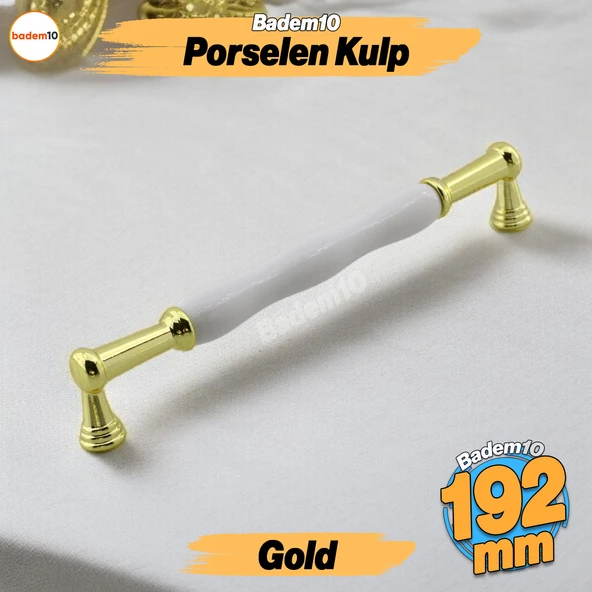 Anav Porselen Gold Altın Kulp 192 mm Mobilya Çekmece Mutfak Dolabı Dolap Kapak Kulplar Kulb Kulpu ürün görseli 1