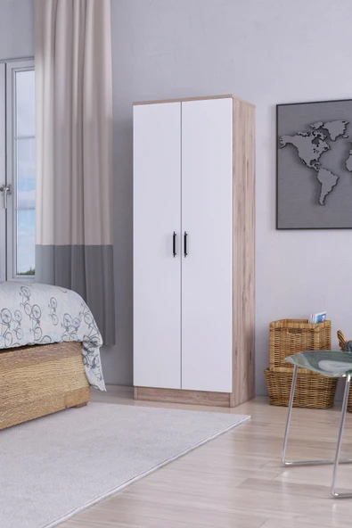 ABETE MOBİLYA-2 Kapılı Gardırop Atlantik Çam-Beyaz ürün görseli 1