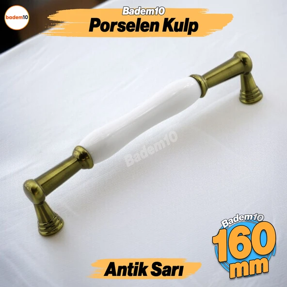 Anav Porselen Antik Sarı Kulp 160 mm Mobilya Çekmece Mutfak Dolabı Dolap Kapak Kulplar Kulb Kulpu ürün görseli 1