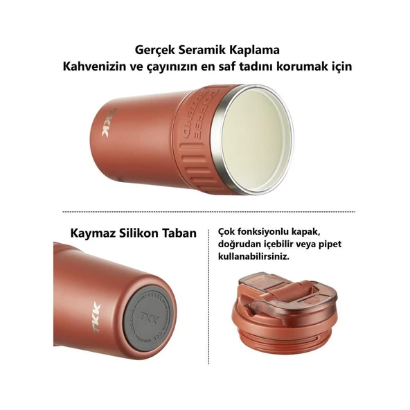 Tkk Çelik Termos Mug 630ML Kırmızı - Resim 4