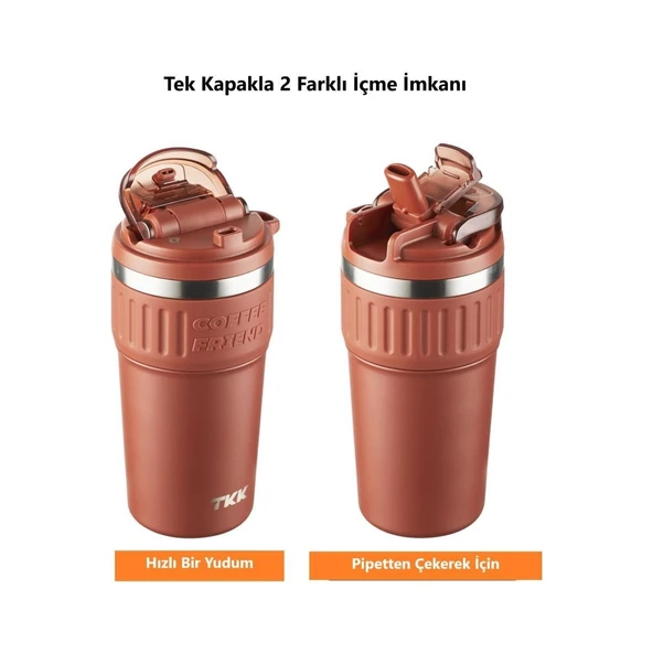 Tkk Çelik Termos Mug 630ML Kırmızı - Resim 5