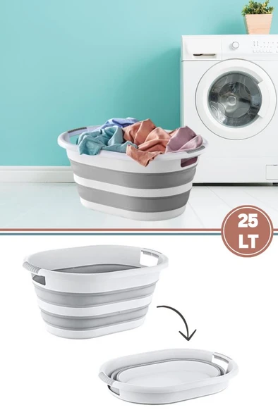 Flora 25 litre Katlanır Sepet, Akordiyon Katlanır Çamaşır Selesi Oyuncak Kutusu Organizer 25lt ürün görseli 1