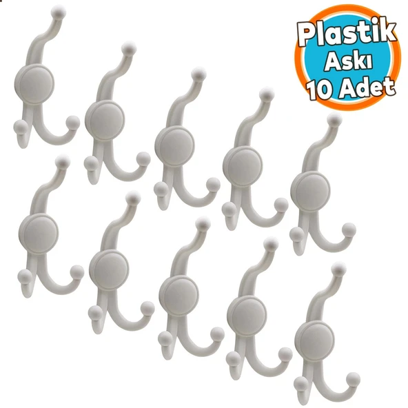 Askılık Portmanto Vestiyer Banyo Dolap Elbise Askısı Sert Plastik 10 Adet ürün görseli 1
