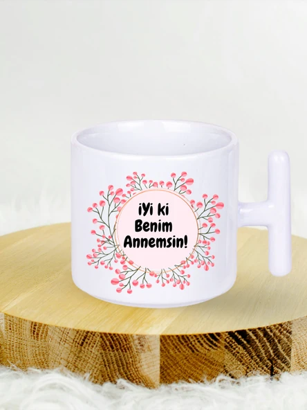 DeepCraft Anneler Günü T Kulplu Kahve Kupası Hediyelik Kupa 185ML ürün görseli 1