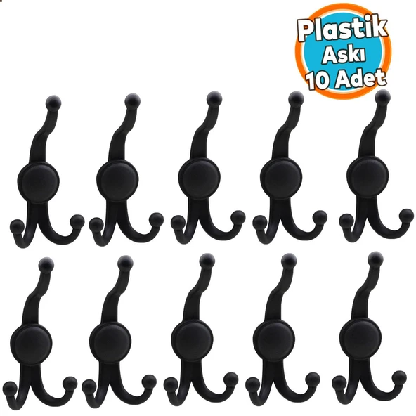 Askılık Portmanto Vestiyer Banyo Dolap Elbise Askısı Sert Plastik 10 Adet ürün görseli 1